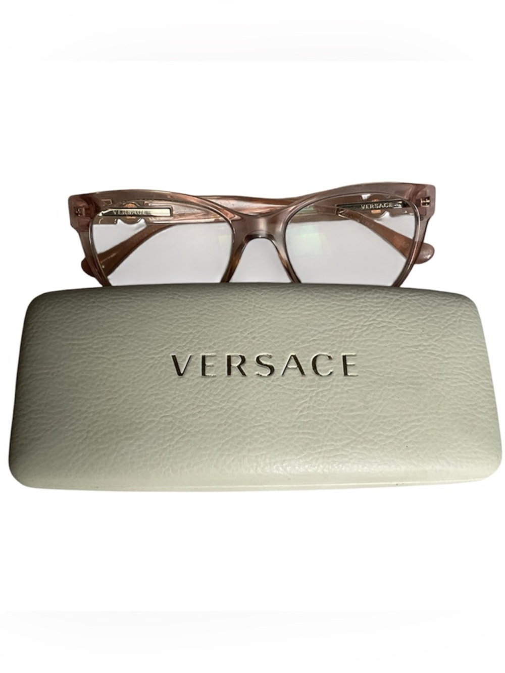 Versace Translucent Light Pink Round Optical Glasses frames